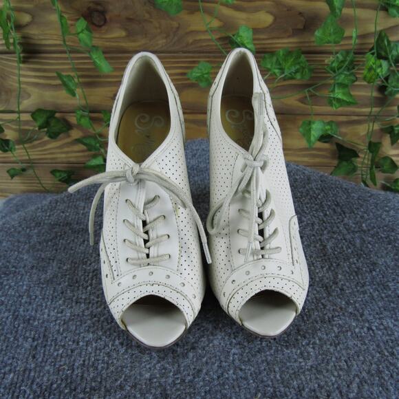 Seychelles Women Peep Toe Peep‎ Toe Beige Leather Pump 7 Medium Gently Used 2025 - Picture 2 of 7